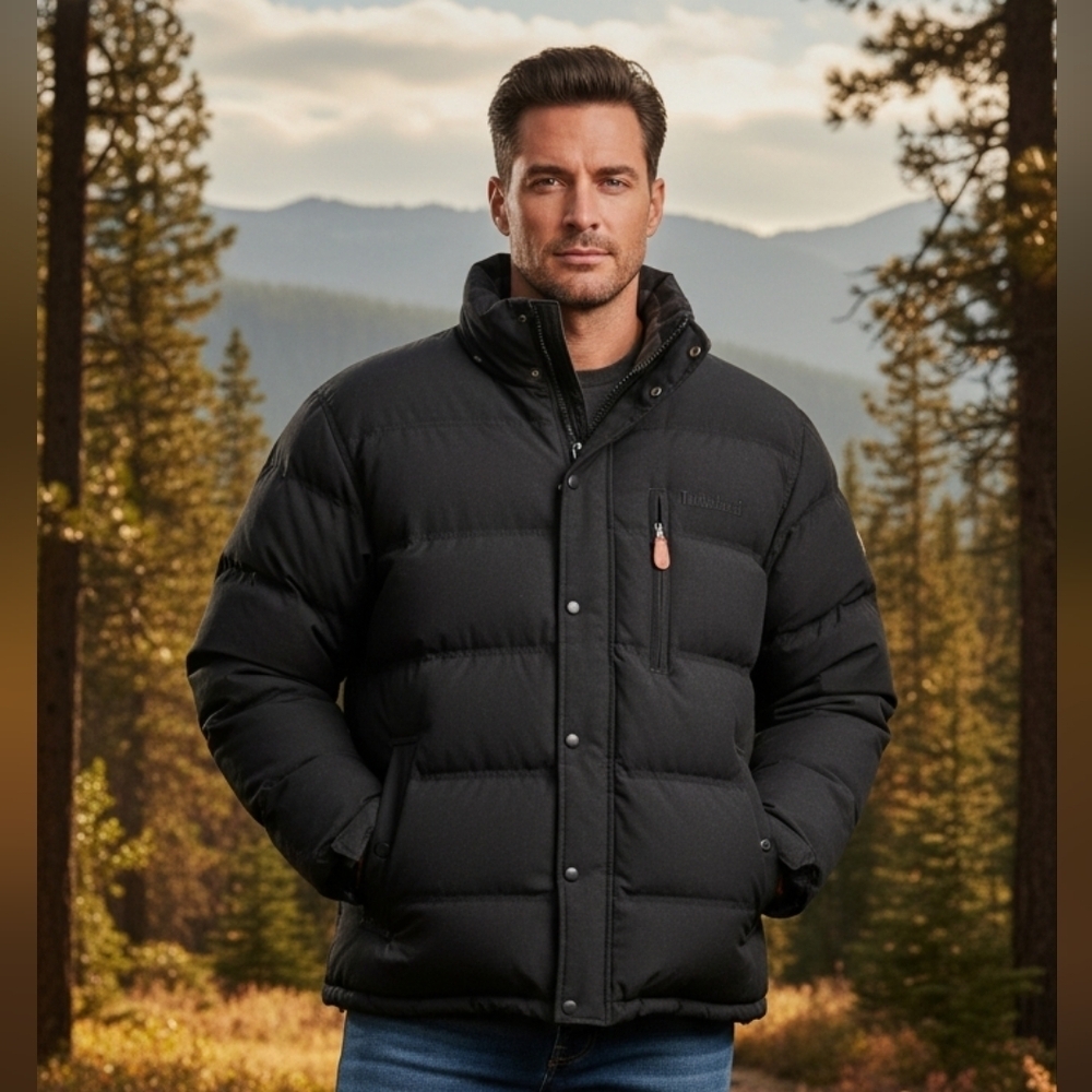 TIMBERLAND Y2K DUCK DOWN Puffer JACKET, Black, Men's XXL